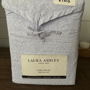 Laura Ashley Cotton Percale King Sheet Set - Soft Lavender
